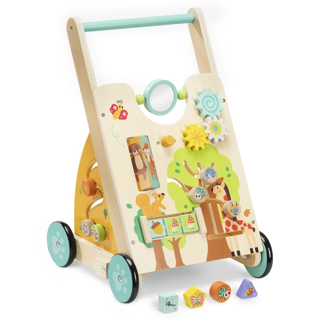 Trotteur en bois – Chariot de marche et jeux – 52,2 x 34,5 x 34,5 cm