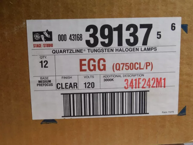 GE Stage/Studio Quartzline Lamp EGG 750W 120V 39137 Medium Base - Box of 12