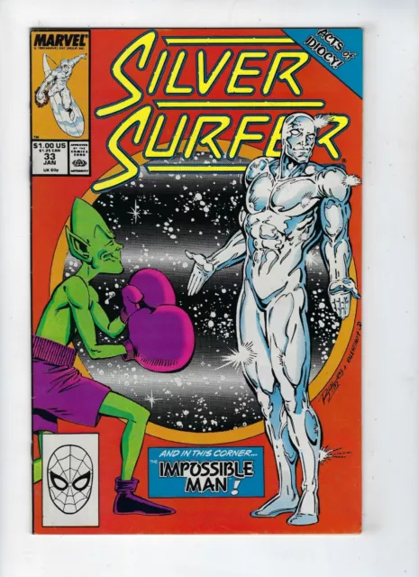 SILVER SURFER Vol.3 # 33 (Acts of Idiocy, Impossible Man app. JAN 1990) VF-