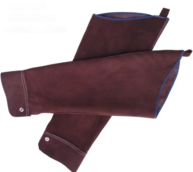 Brown Split Leather Welding Sleeves Protective Heat Arm Sleeve Tool