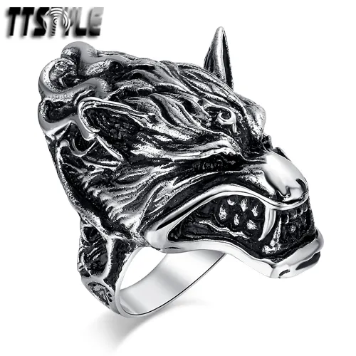 Unisex TTstyle 316L S.Steel 3D Wolf Ring Size 8-13 Available NEW Arrival