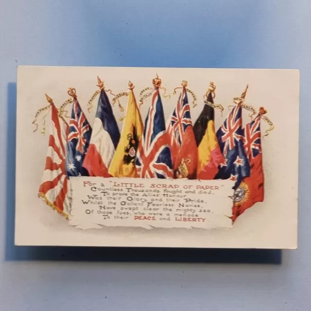 Erster Weltkrieg Patriotische Militärpostkarte C1914 Deutscher Papierschrott Vertrag Verbündete Flaggen