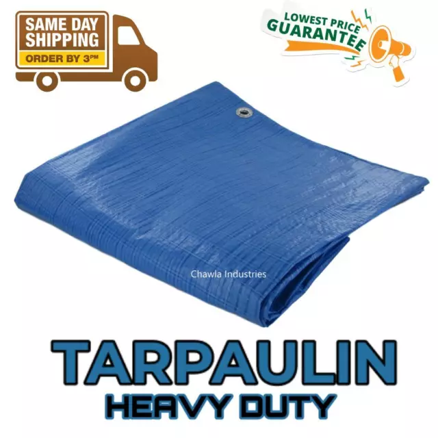 TARPAULIN Heavy Duty Waterproof Cover Tarp Ground Camping Sheet ALL Sizes