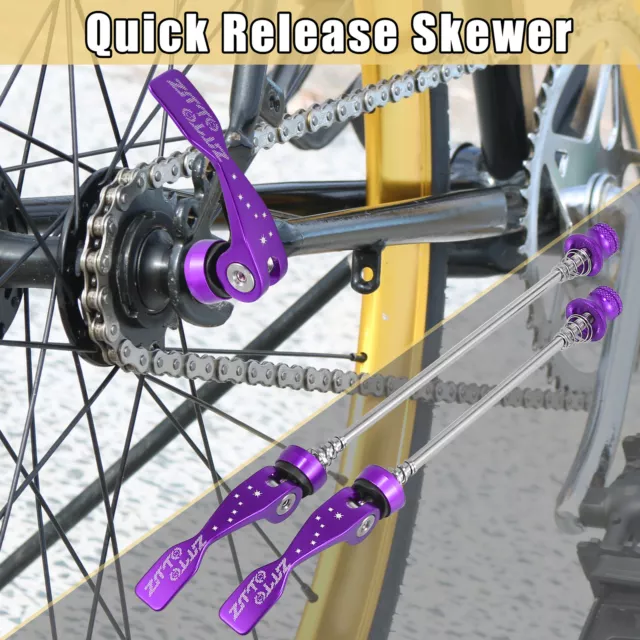 2pcs Mountain Bike Front Rear Quick Release Lever Skewer Axle Wheel Hub Purple