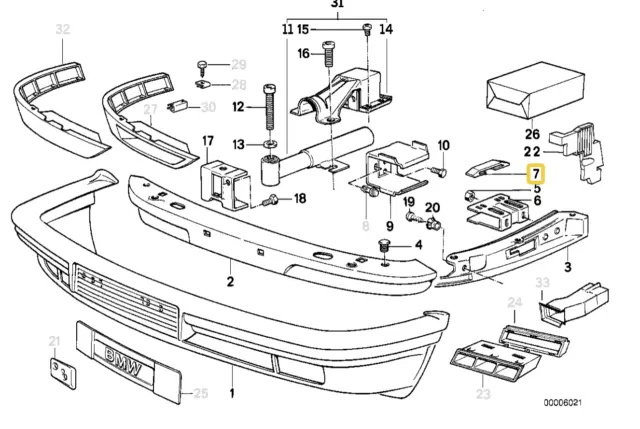 Front bumper slider piece for BMW E-32