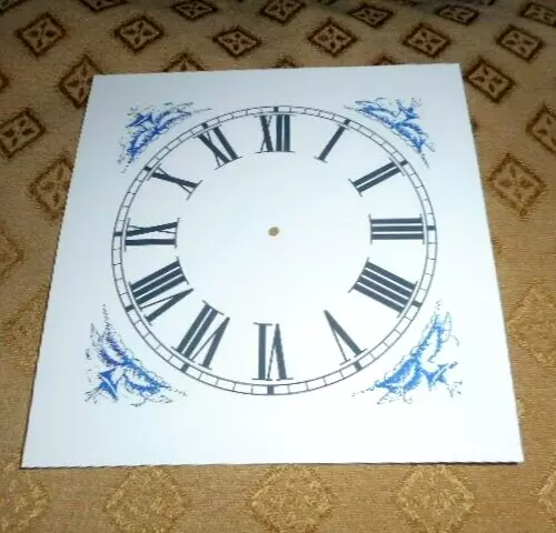 Ne Ogee Clock Dial Face Paper Card    6 3/4" Minute Track   Blue Corner Designs