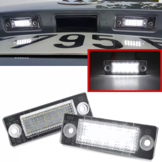 2 x LED Kennzeichenbeleuchtung für VW Caddy MK3 Transporter T5 T6 T6.1 Golf  MK5 P/Assat B5 B6 J/etta Touran Skoda Superb 18-SMD 6000K Weiß Canbus LED