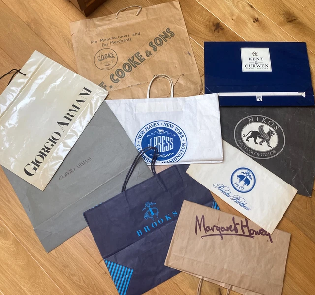 LOT OF VINTAGE SHOP CARRIER BAGS 80s 90s Armani Brooks Bros J Press