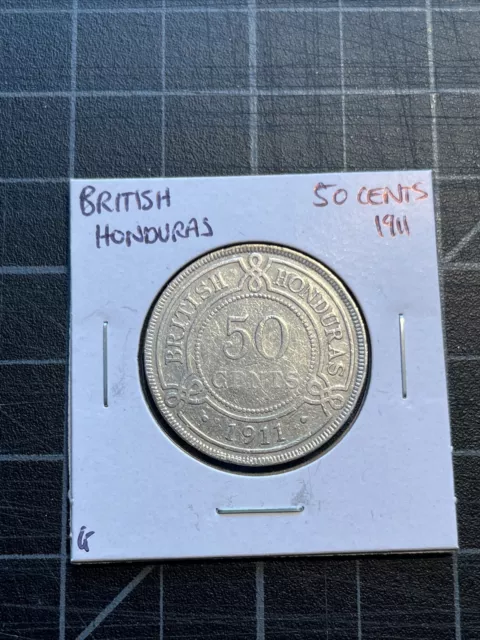 British Honduras Silver 50 Cents 1911