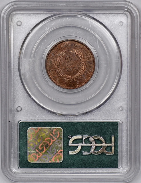 1866 Shield Two Cent 2c Piece PCGS PR64RB OGH "Doily" Holder 2