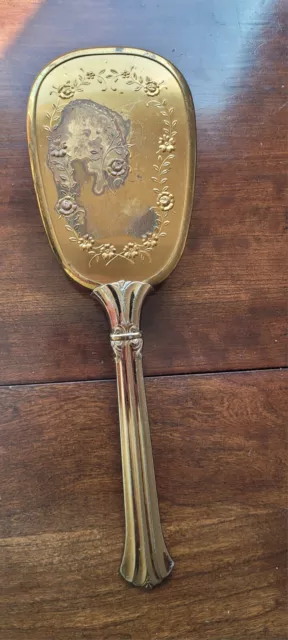 Vintage Vanity Dresser Hair Brush Ornate Brass tone Flowers