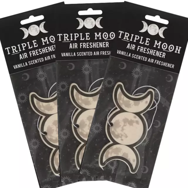 3 x Car Air Freshener Triple Moon Goddess Vanilla Scent Novelty Hanging Freshner