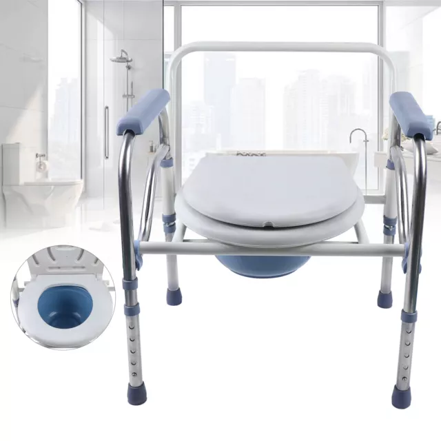150kg Toilet Chair with Toilet Bucket Shower Chair Commode Seat Toilet Aid White