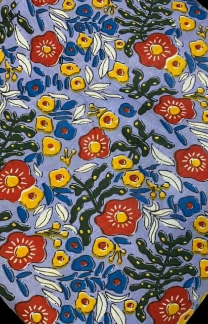 100% coton floral indien main bloc impression robe couture artisanat tissu...