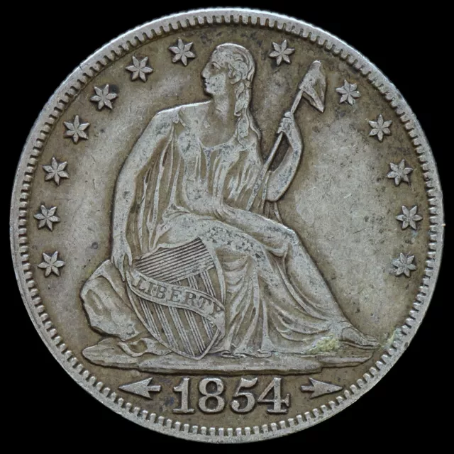 1854-P Seated Liberty Half Dollar ✪ Xf Extra Fine ✪ 50C Silver Coin A&R◢Trusted◣
