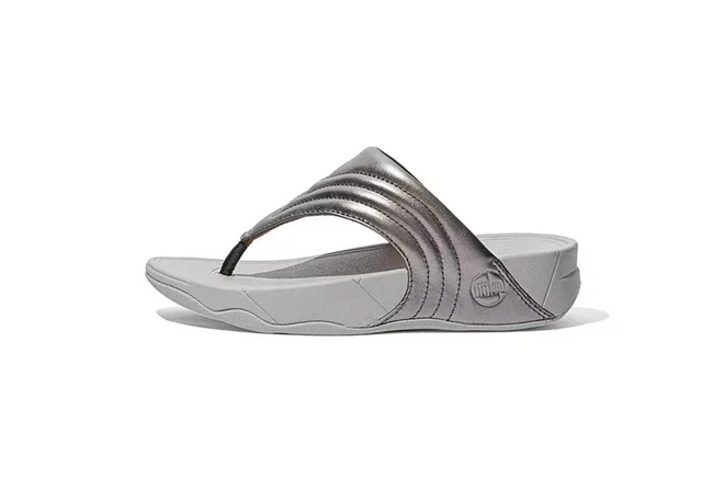 FITFLOP Women's Walkstar Leather Toe Post Sandals Pewter US 7