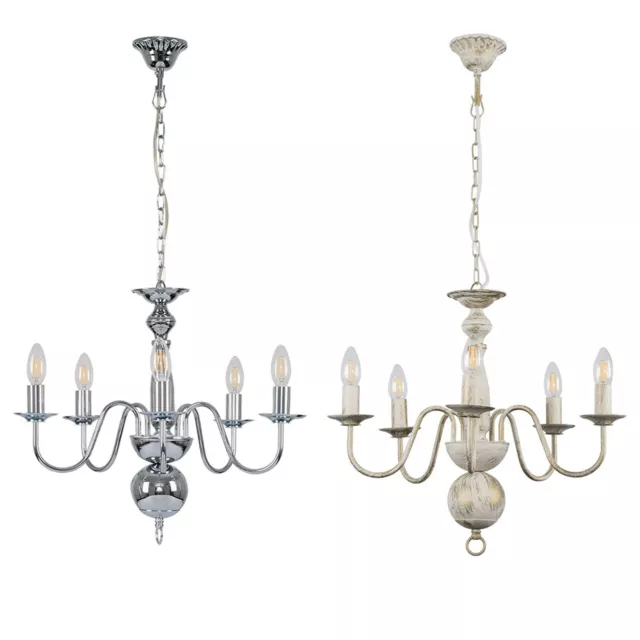 Traditional Chandelier Ceiling Light Fitting 5 Way Vintage Lighting LED Bulbs