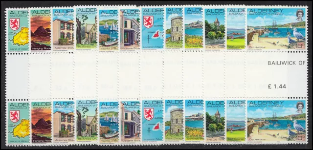1-12 Guernsey-Alderney Jahrgang 1983 - Zwischenstegpaare,  ** / MNH