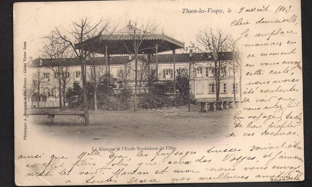 France Old Postcard Thaon Les Vosges Le Kiosque Et L'Ecole Suprieure De Filles
