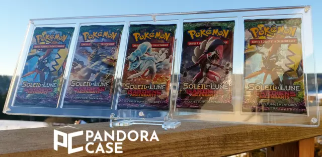 Clear acrylic case - Frame for 5 Booster - UV RESISTANT - Pokemon Yu-Gi-Oh