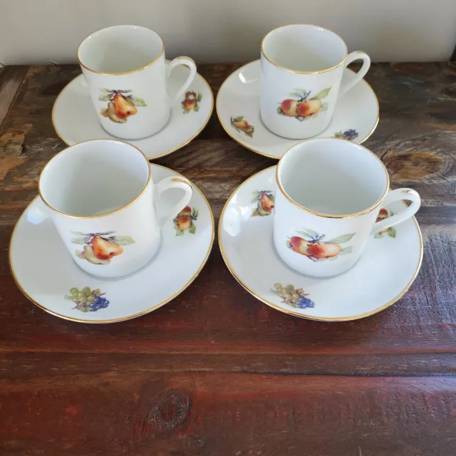 Vintage Kuba Porzellan Bavaria Espresso Demitasse Cups & Saucers - Set of 4