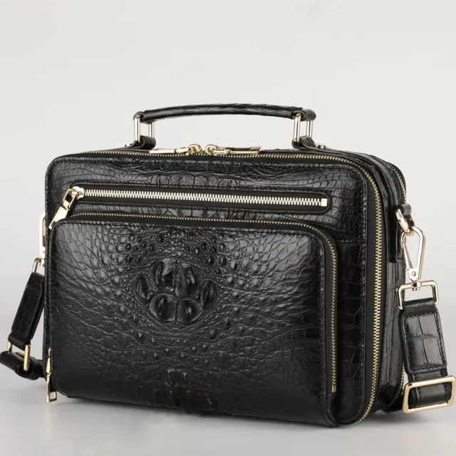 Handcrafted Alligator Crocodile Skin Leather Briefcase Men's Business Handbags