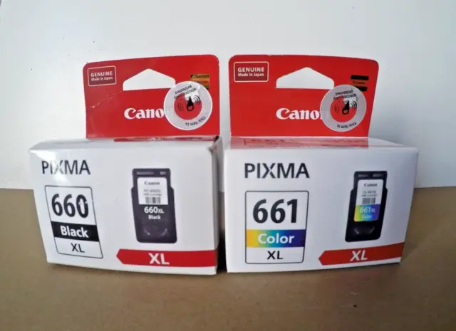 GENUINE Canon CL661XL & 660 Black XL for Canon PIXMA NEW in Sealed Box