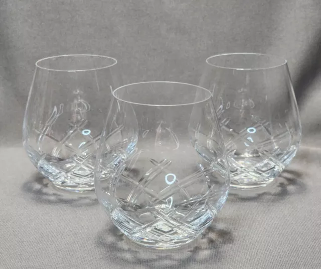 Juego de 3 vasos de vino sin tallos de cristal corte Crosshatch