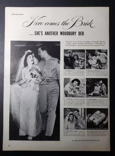1943 Print Ad Woodbury Facial Soap Military Wedding During WWII