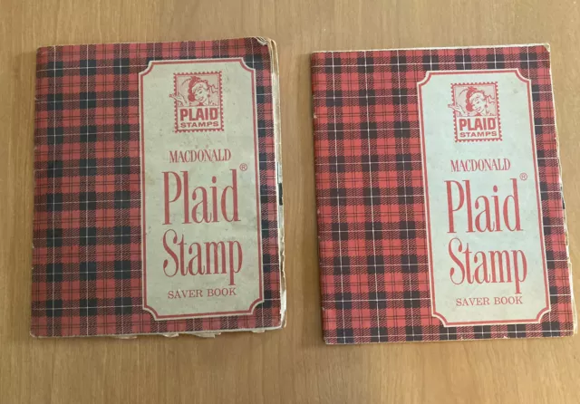 Vintage MacDonald Plaid Stamp Saver Book Lot of 2 Books with Stamps Pasted In