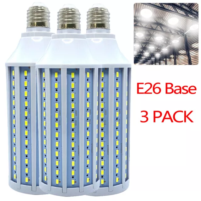 3Pcs Huge Super Bright 300W Eq LED Bulb 168-Chip Corn Light E26 5000lm 50W 6000K