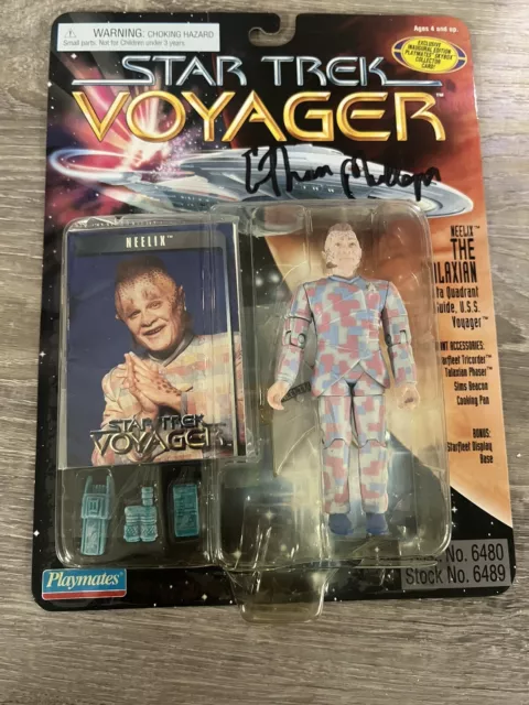 ethan phillips autograph Star Trek voyager Neelix Figure bubble cracked see pics