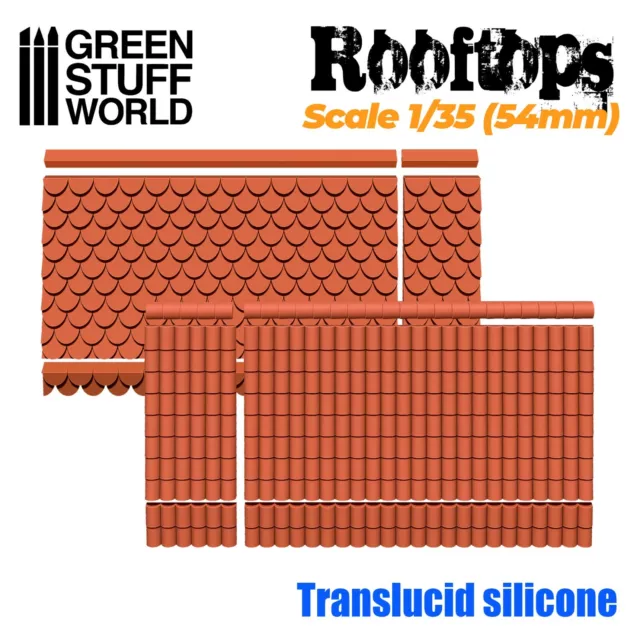 Moldes de Silicona Tejados 1/35 (54mm) - miniatura modelismo casas techo hobby