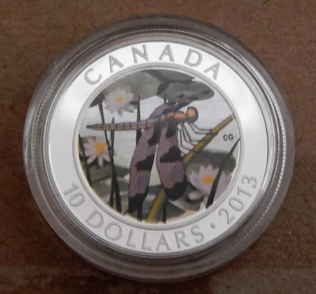 2013 Canada 12 Spotted Dragonfly, 1/2 oz. Fine Silver, $10 coin, Ltd Mintage