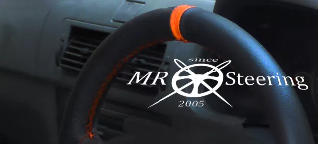 Fits Mercedes Slk R170 96-04 Black Leather Steering Wheel Cover + Orange Strap