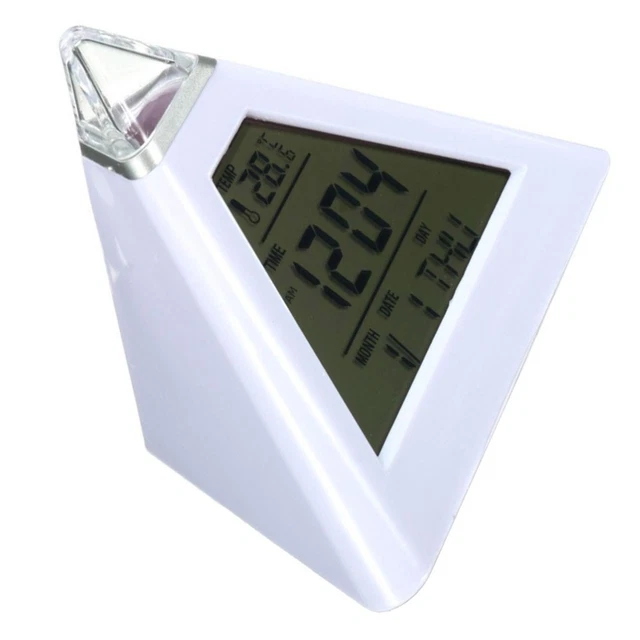 Pyramid Clock Clicker MULTIFUNCTIONAL LED DISPLAY Digital Clock Changing Backlight Pyramid £8 ...