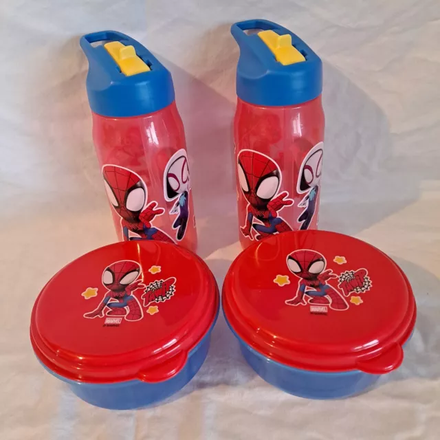 Nuevo ZAK Marvel Lote 4 SPIDERMAN SPIDEY Niños TAZAS Y CUENCOS Botella de Viaje Tapa Paja