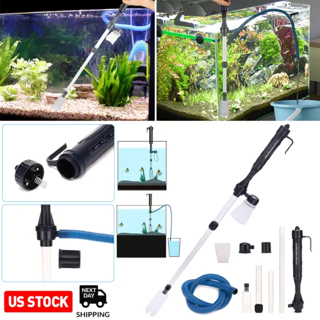 Electric Aquarium Fish Tank Siphon Pump Vacuum Gravel Water Filter Cleaner Pipe