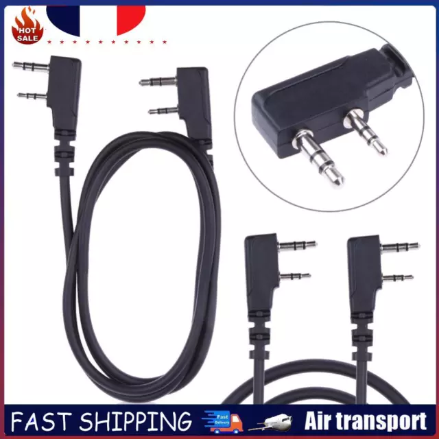 Câble de 1m/3.28 ft 2 Pin Clone copie pour Puxing Wouxun Linton Kenwood Baofeng