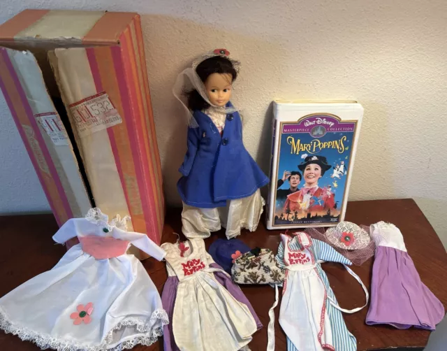 Vintage 1960s Horsman Mary Poppins Doll Original Clothing Box Outfits VHS