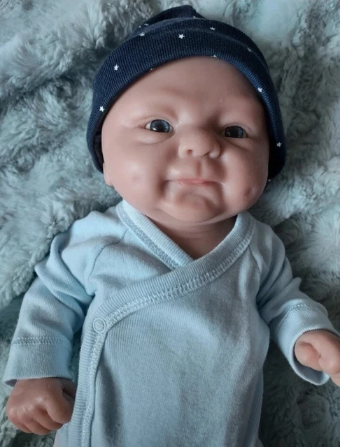 Bébé Reborn Garçon Full Silicone Souple - 35 Cm, 1,3 Kg - Prématuré, Yeux Bleus