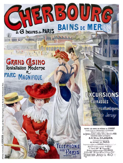Affiche chemin de fer Ouest - Cherbourg