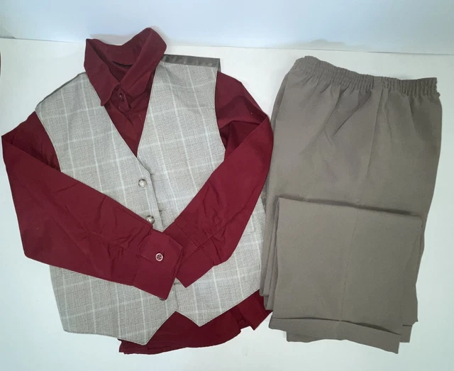 Boys Formal Dress Beige, Red 3pc Suit Pant Set Size 5 Shirt Pants & Vest Easter