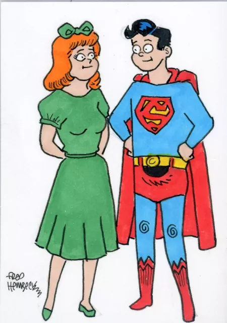 Fred Hembeck Sketch Card: Superboy & Lana Lang, LSH (DC)