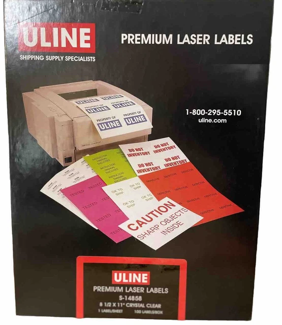 ULINE LASER MAILING Address Label Full Sheet 8.5x11" Crystal Clear