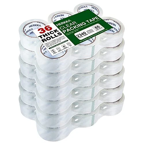HERKKA Clear Packing Tape, 36 Rolls Heavy Duty Packaging Tape for Shipping Pa...