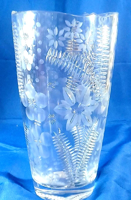 Stunning 12" 12lb Signed Thomas Dresden Fantasy Flowers Brilliant Cut Glass Vase Stunning 12" 12lb Signed Thomas Dresden Fantasy Flowers Brilliant Cut Glass Vase