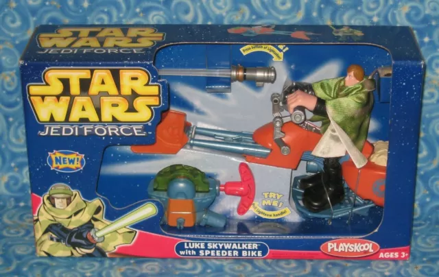 Neu Luke Skywalker mit Speeder Bike Playskool Jedi Force Figur Set im Karton 2004