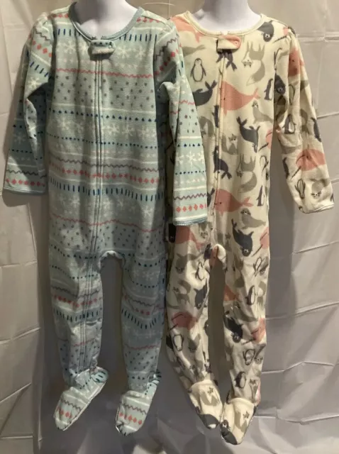 2 Pajamas - NEW Fleece Carters Boys' & Girls' Sets Footed Pajamas Sz: 3T, 4T &5T