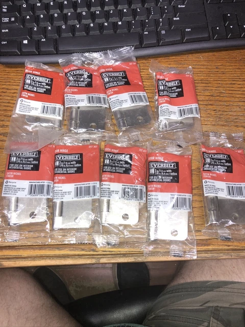 Lot of 7 Everbilt 3" x 1/4" Satin Nickel Radius Door Hinges 207307  H7
